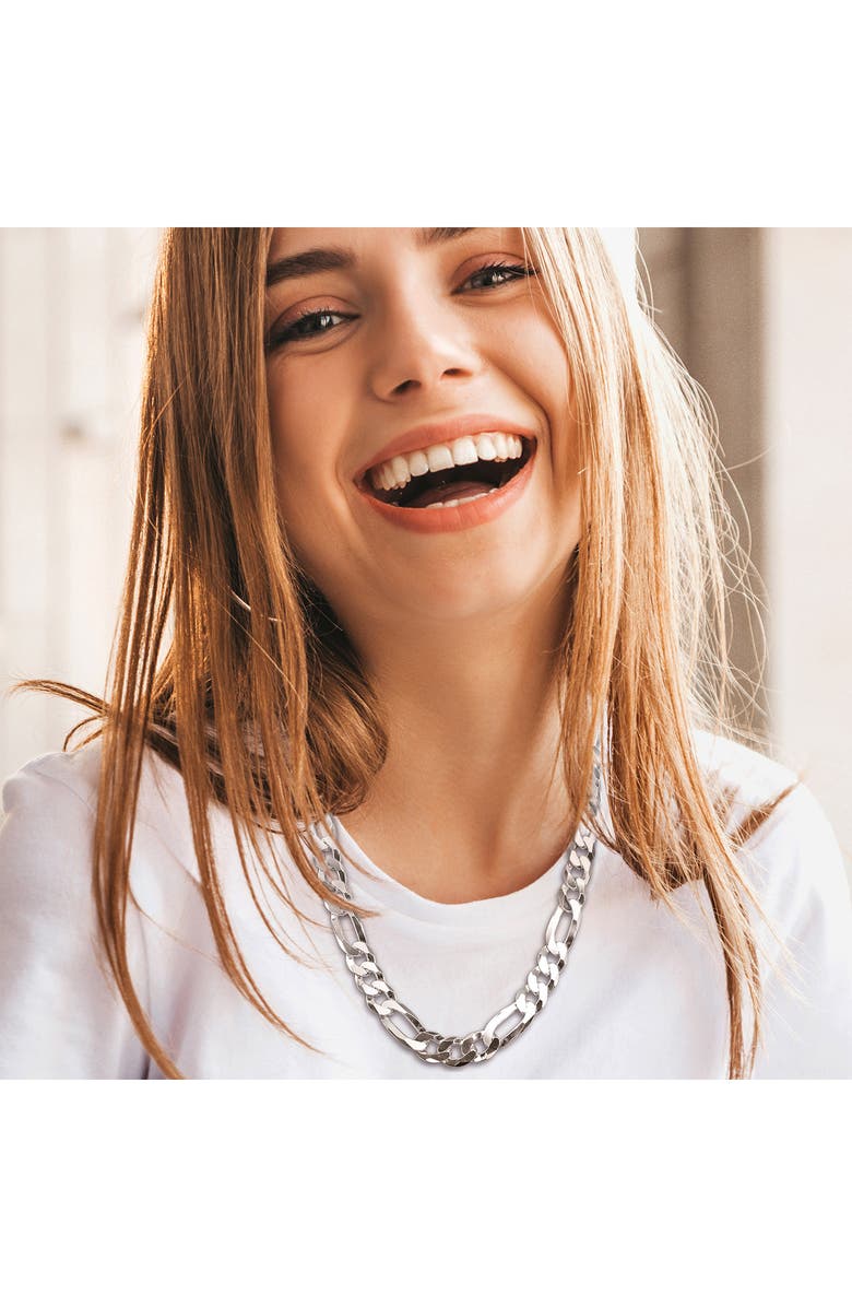 DELMAR Men's Figaro Chain Necklace, Alternate, color, Silver