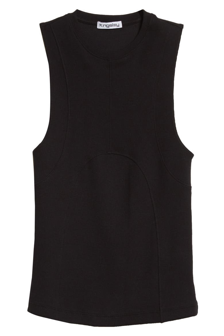 Gender Inclusive Dani Rib Stretch Cotton Tank, Alternate, color, BLACK