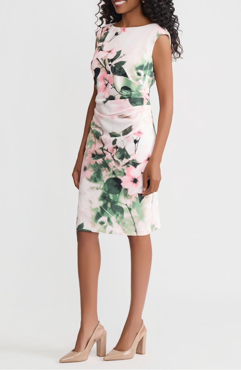 KASPER Floral Side Pleat Sheath Dress, Alternate, color, 