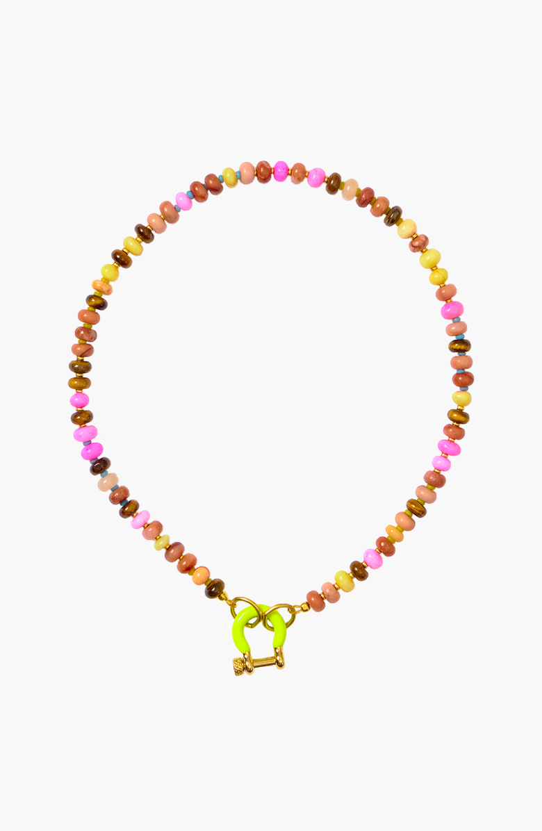 SHOP SPICY DAN Chikin Mixed Gemstone Gold Plated Necklace, Main, color, Mixed Gemstone