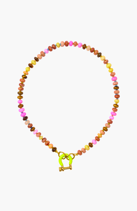 Chikin Mixed Gemstone Gold Plated Necklace