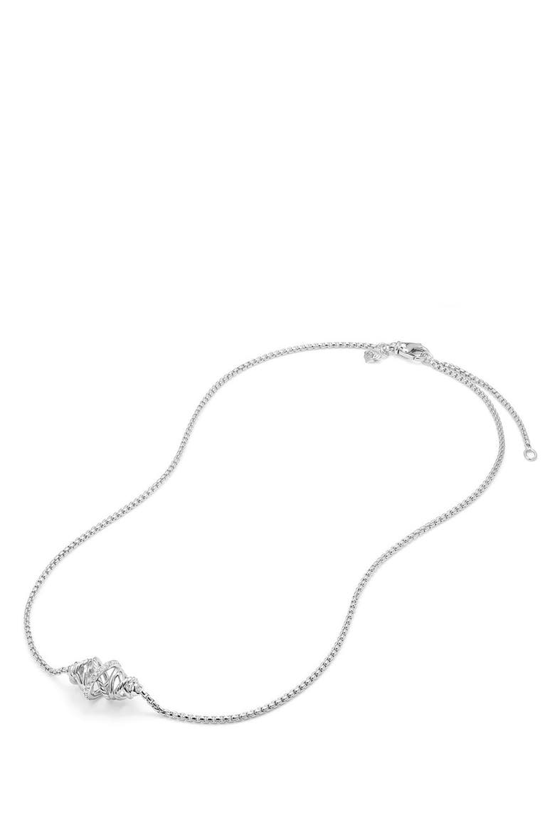 Crossover Single Station Necklace with Diamonds, Alternate, color, SILVER