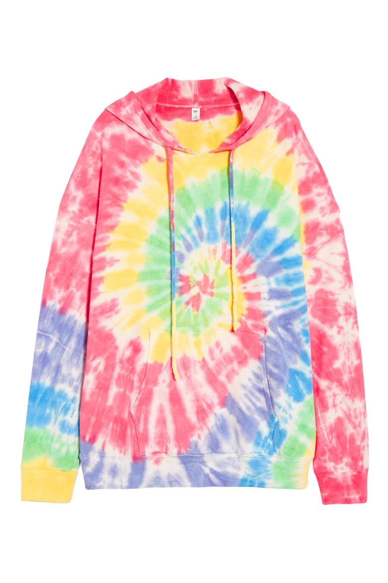 Be Proud by BP. Gender Inclusive Tie Dye Tunic Hoodie, Main, color, BLUE MULTI TIE DYE PRINT