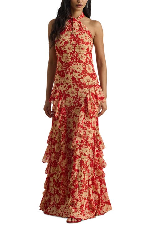 Floral Crinkle Georgette Cocktail Dress