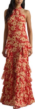 Lauren Ralph Lauren Floral Crinkle Georgette Cocktail Dress