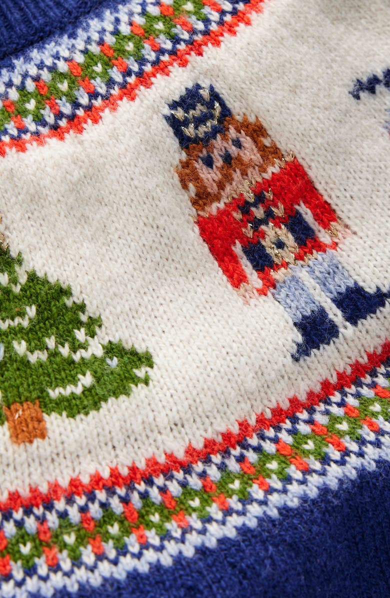 Mini Boden Kids' Fair Isle Crewneck Sweater, Alternate, color, Medieval Blue Nutcracker