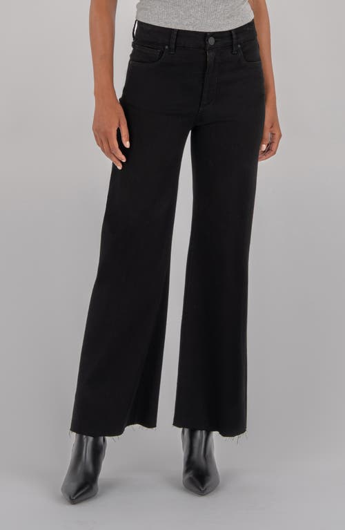 Kut From The Kloth Meg High Waist Raw Hem Wide Leg Jeans In Black