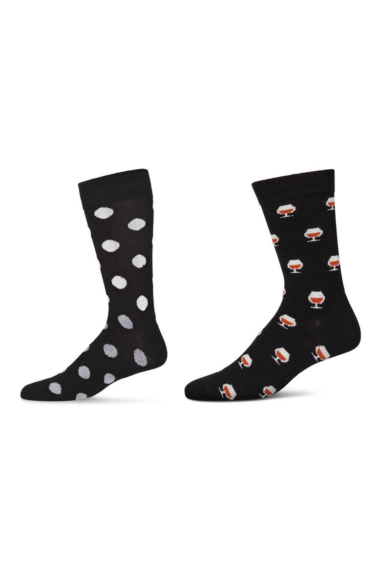 Assorted 2-Pack Crew Socks, Main, color, BLACK-BLACK