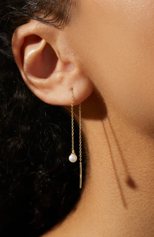 Ana Luisa Pearl Threader Earrings In Gold