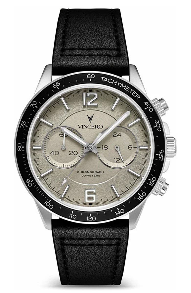 Vincero The Apex Chronograph Leather Strap Watch, 42mm, Main, color, Dune