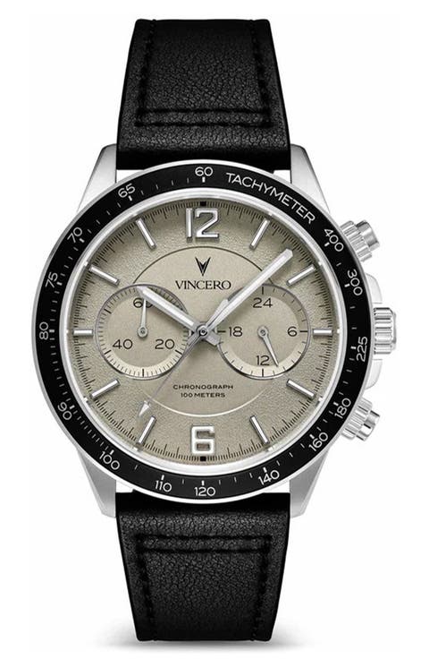 The Apex Chronograph Leather Strap Watch, 42mm