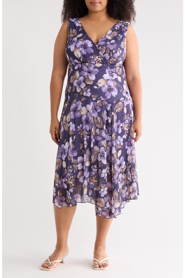 Floral Sleeveless Chiffon Dress, Main, color, GRAPE