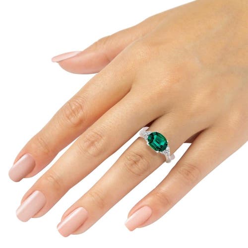 Bliss Diamond 3 1/4ct Oval Emerald & Lab Grown Diamond Ring In 10k White Gold