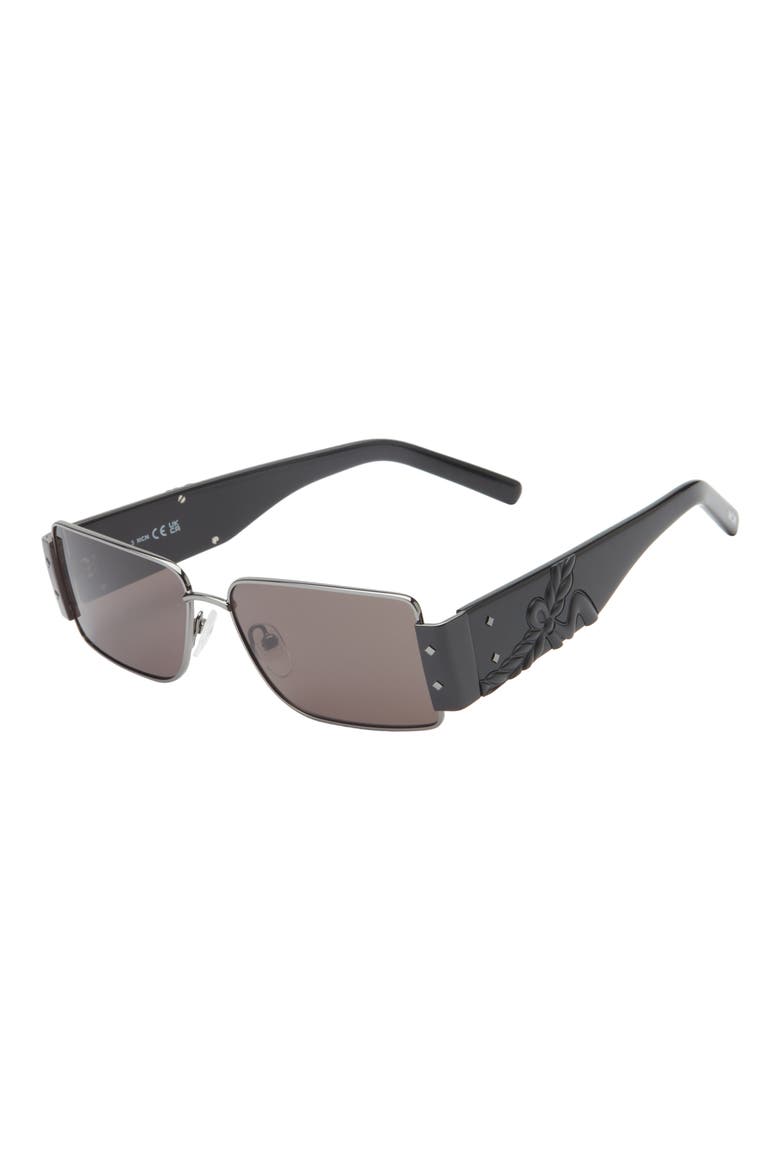 55mm Rectangular Sunglasses, Alternate, color, SHINY DARK RUTHENIUM / SMOKE