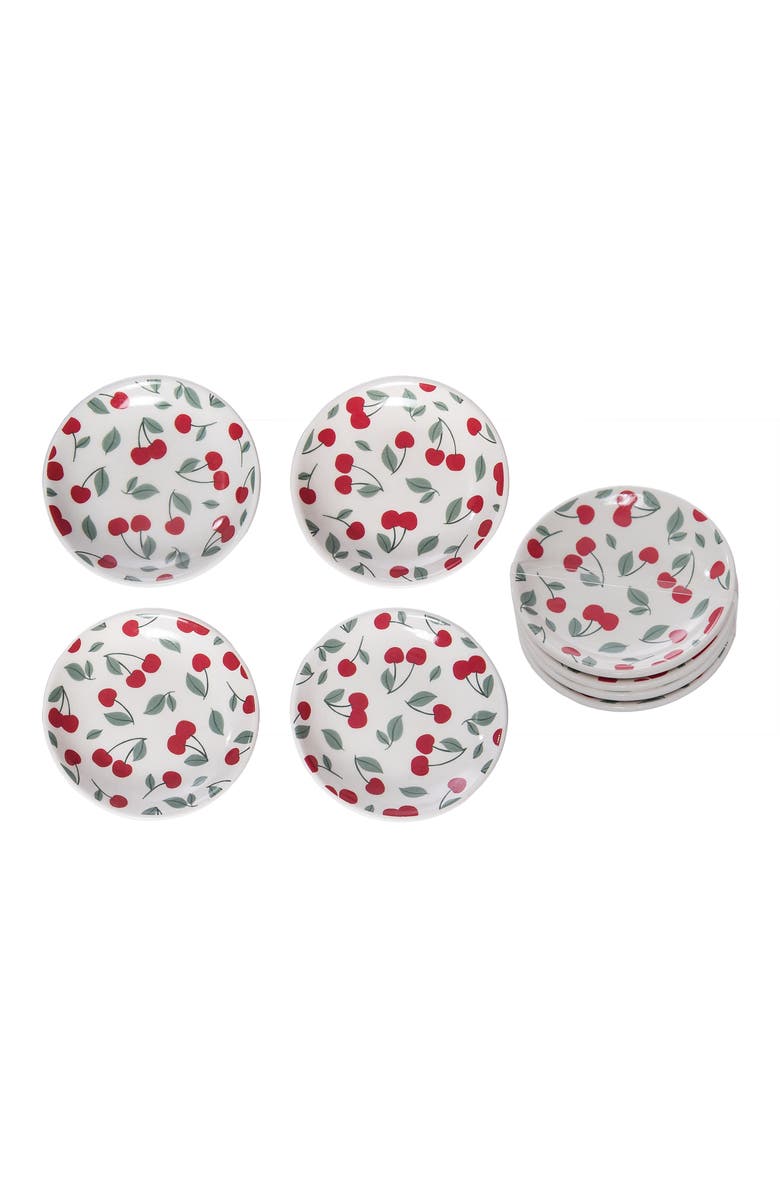 Transpac Dolomite Cherry Dip Bowl Set of 4 Multicolored for Spring Serving and Entertaining, Main, color, Multicolored