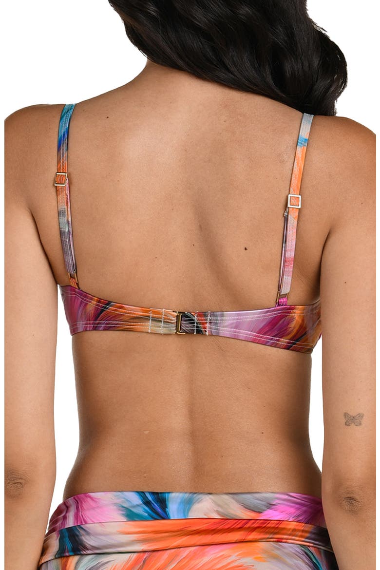 Feathered Impression Bikini Top, Alternate, color, PINK MULTI