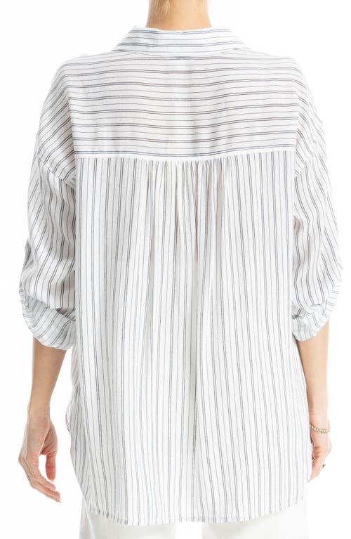 Max Studio Roll Tab Gauze Button-up Shirt