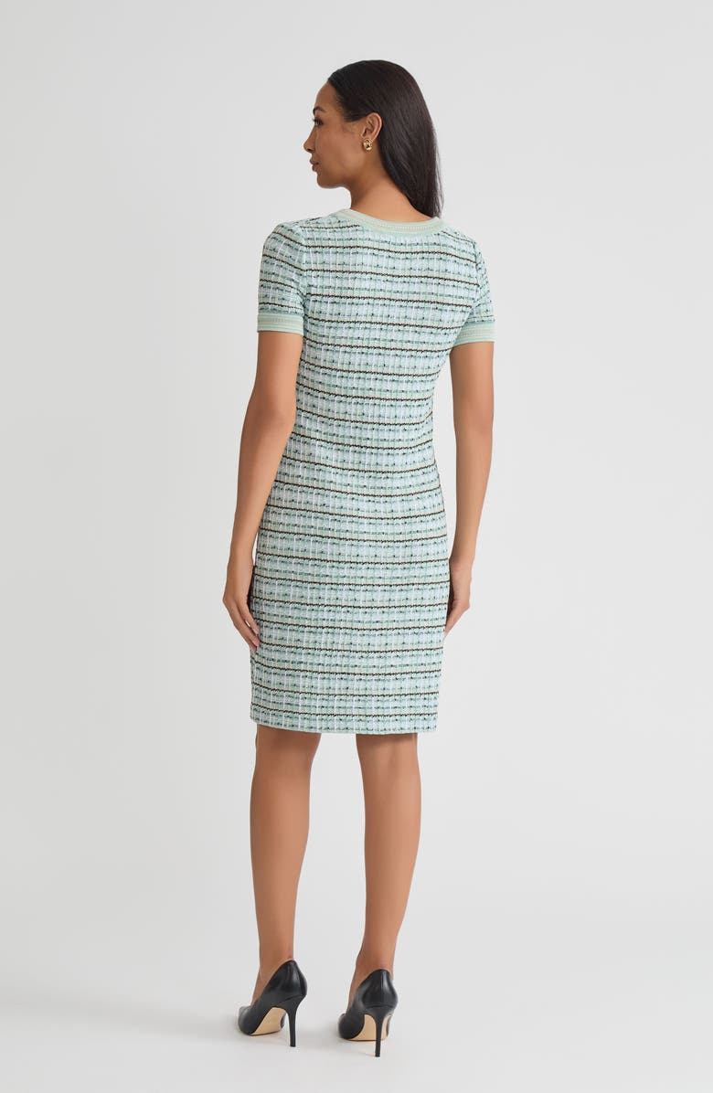 Misook Plaid Textured Knit Sheath Dress, Alternate, color, Fresh Mint/Mystic Green