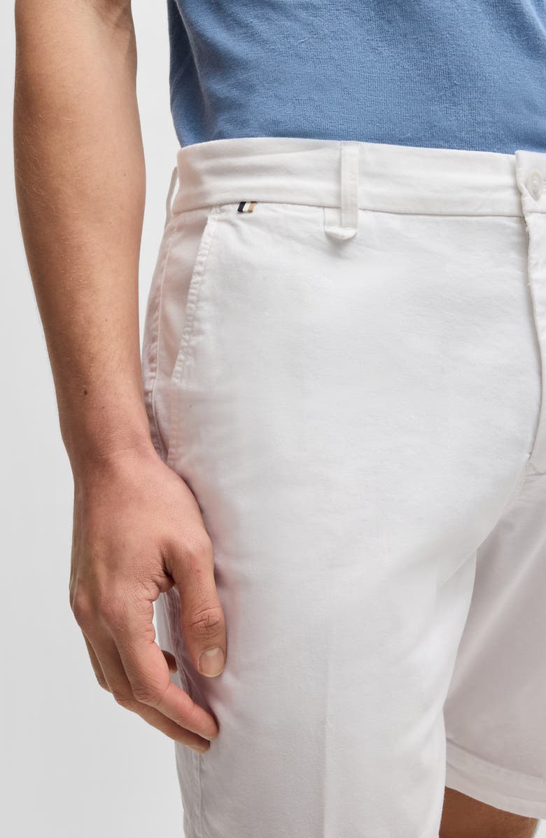 BOSS Slice Stretch Cotton Shorts, Alternate, color, White