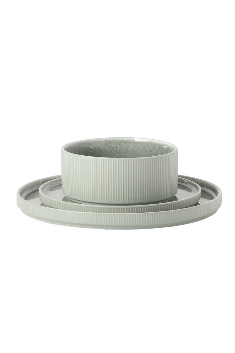 Redrock Canyon 12-Piece New Bone China Plates and Bowls Dinnerware Set, Alternate, color, Grey