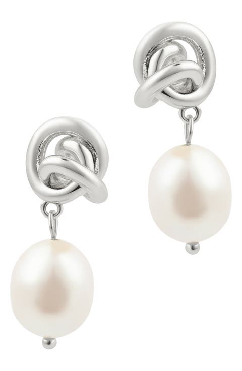 Knot & Freshwater Pearl Drop Earrings