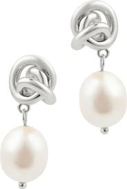 Adornia Knot & Freshwater Pearl Drop Earrings