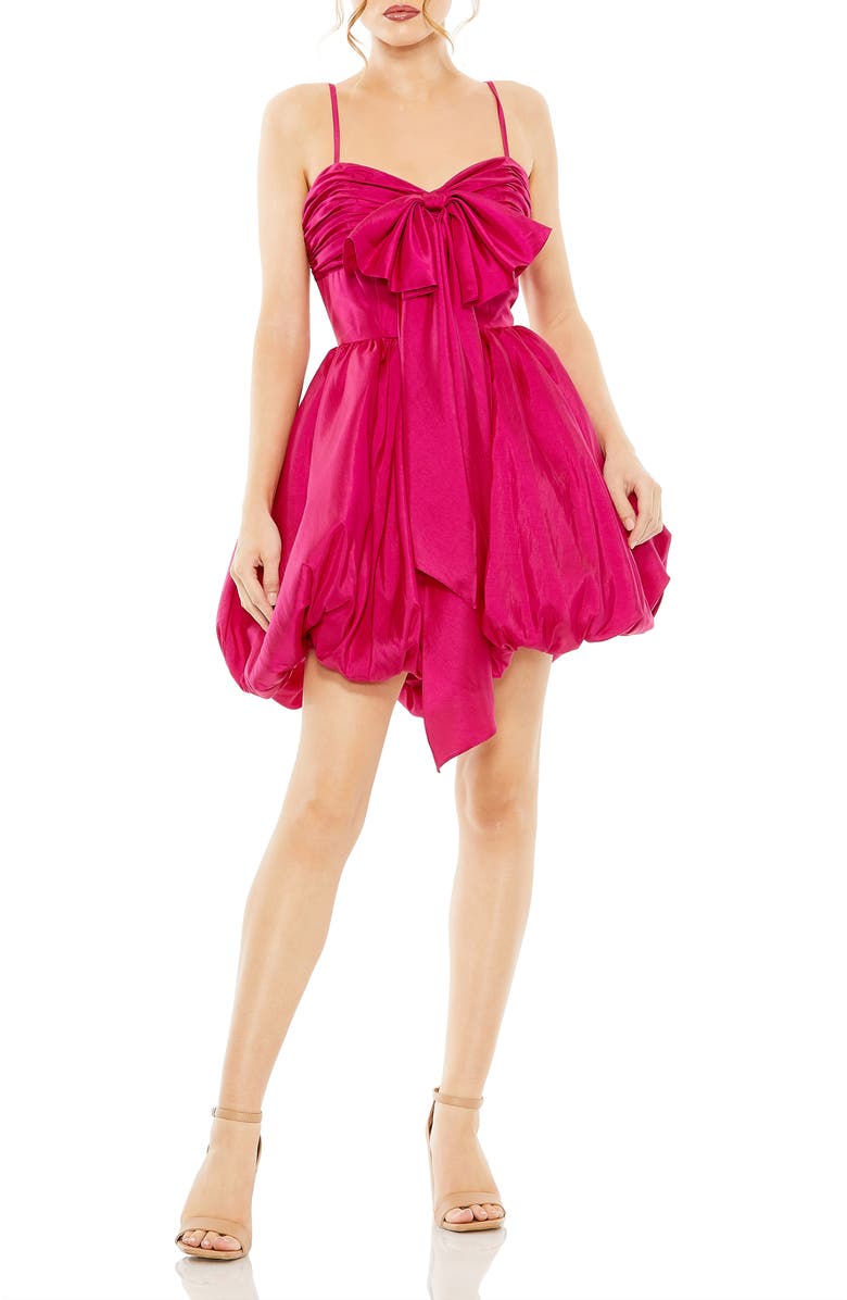 Mac Duggal Sweetheart Neck Taffeta Dress with Bow Detail, Main, color, Fuchsia
