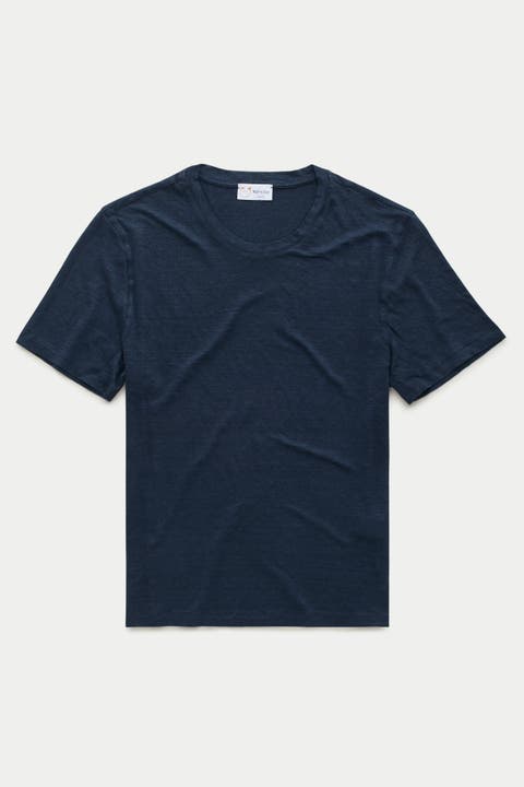 Short Sleeve Linen Crew Neck Tee