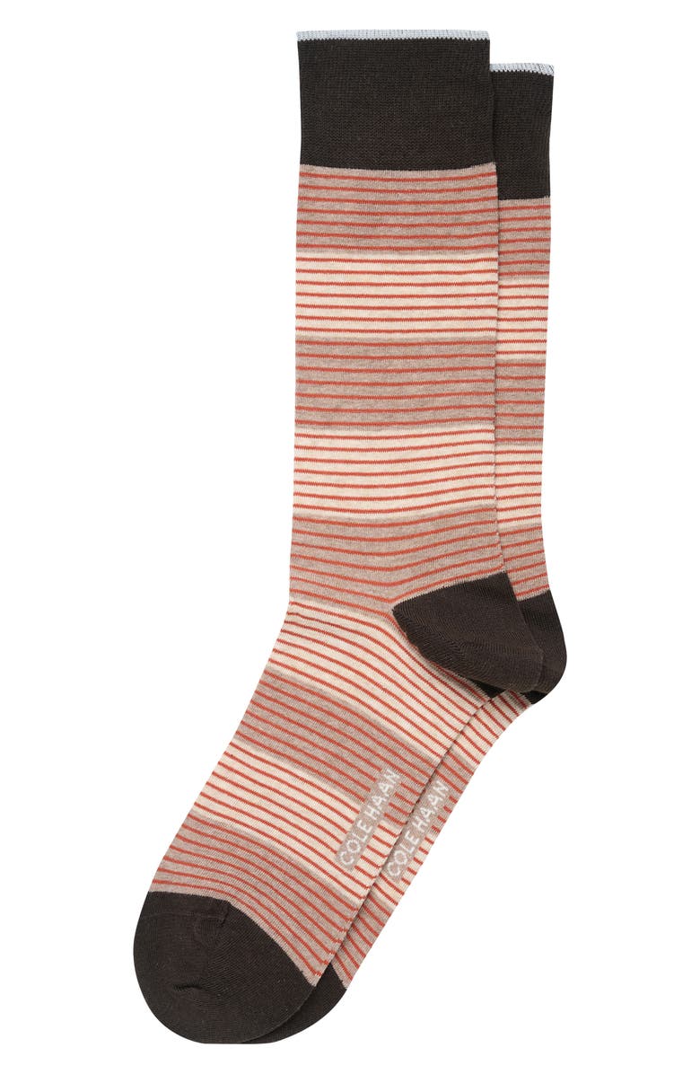Cole Haan Stripe Dress Socks, Main, color, Brown