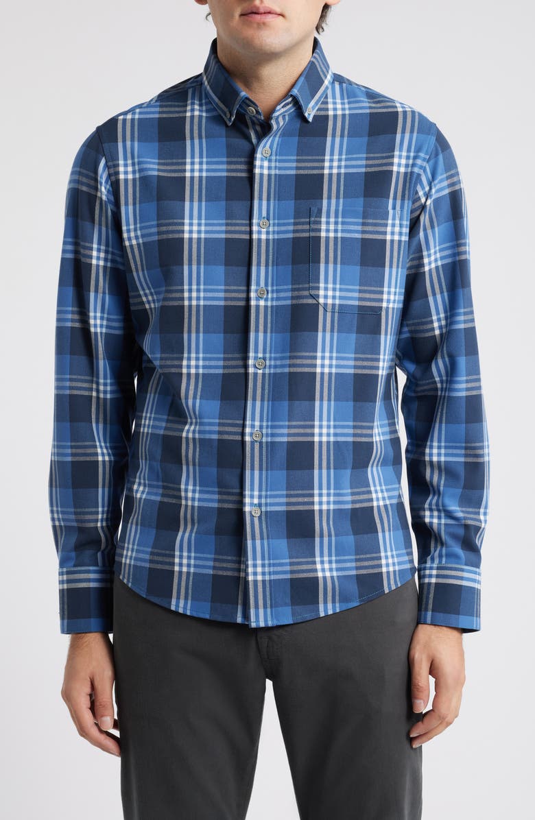 Mizzen+Main City Plaid Stretch Flannel Button-Down Shirt, Main, color, 