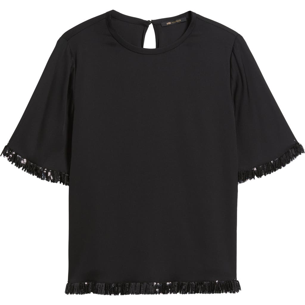 Kobi Halperin Leo Silk Blend Sequin Fringe Top In Black
