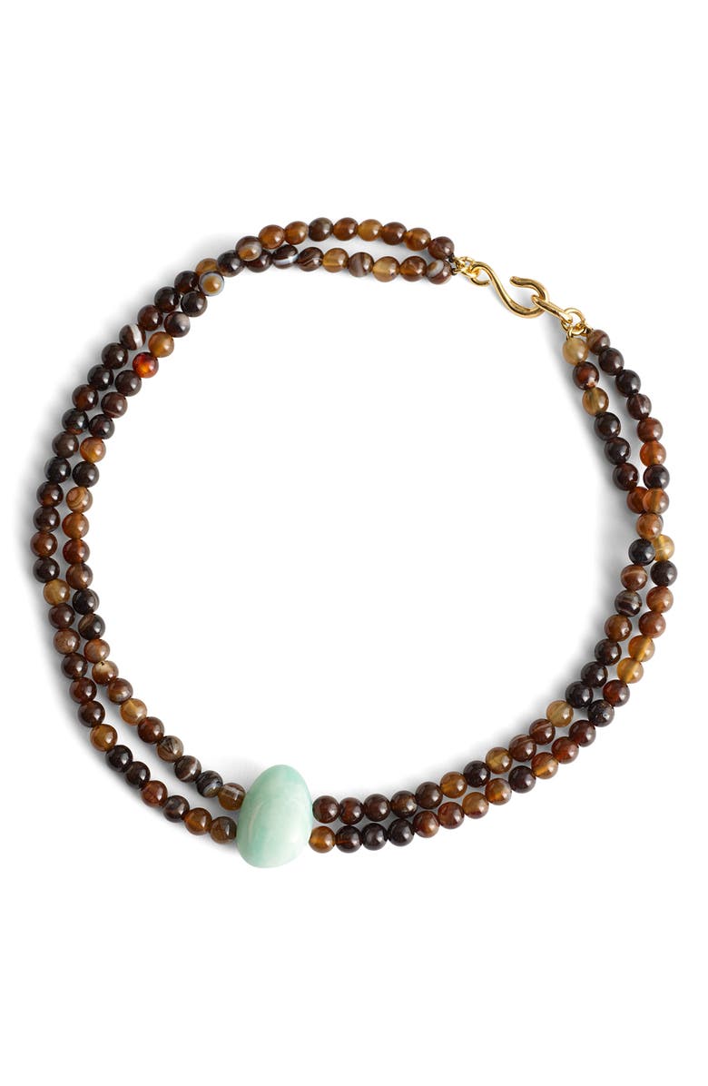 Madewell Semiprecious Stone Beaded Double Necklace, Main, color, Brown/ Antique Gold
