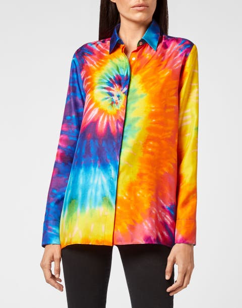 Silk Shirt Printed Tie Dye Women