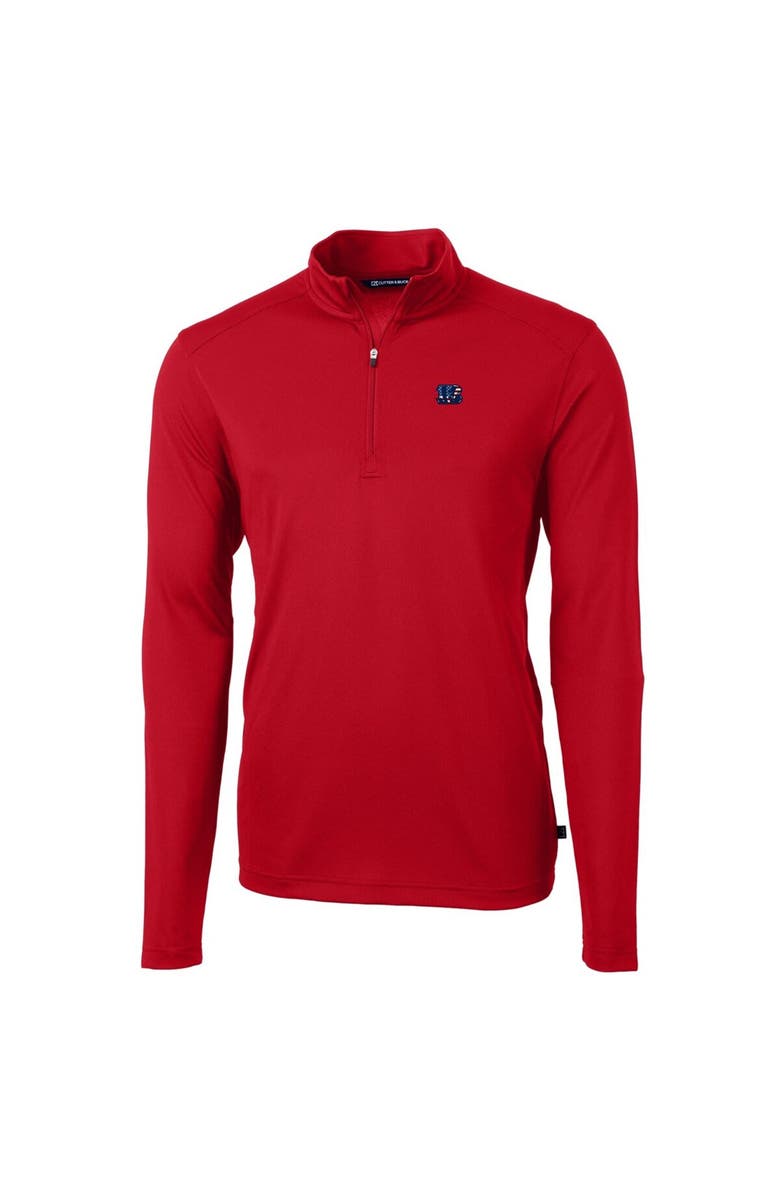 Cutter & Buck Men's Cutter & Buck Red Cincinnati Bengals Big & Tall Virtue Eco Pique Recycled Quarter-Zip Jacket, Alternate, color, 