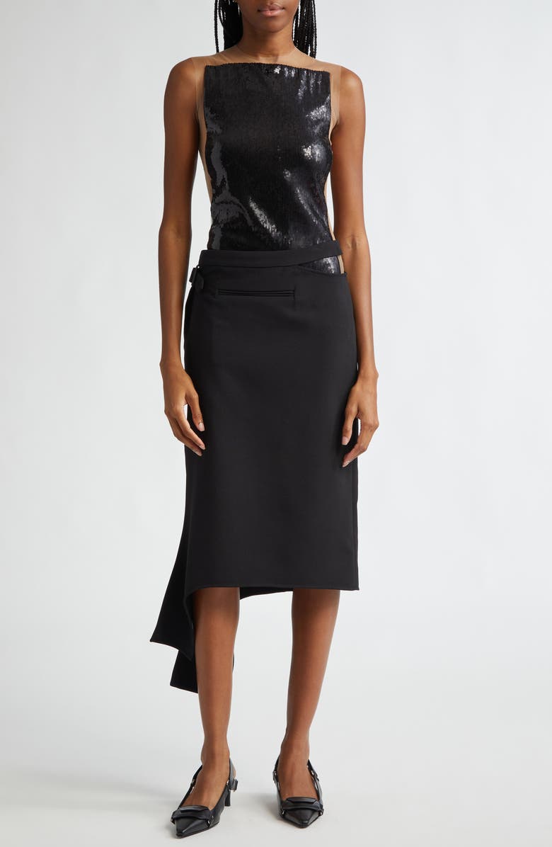 Courrèges Frame Illusions Inset Sequin Bodysuit, Alternate, color,