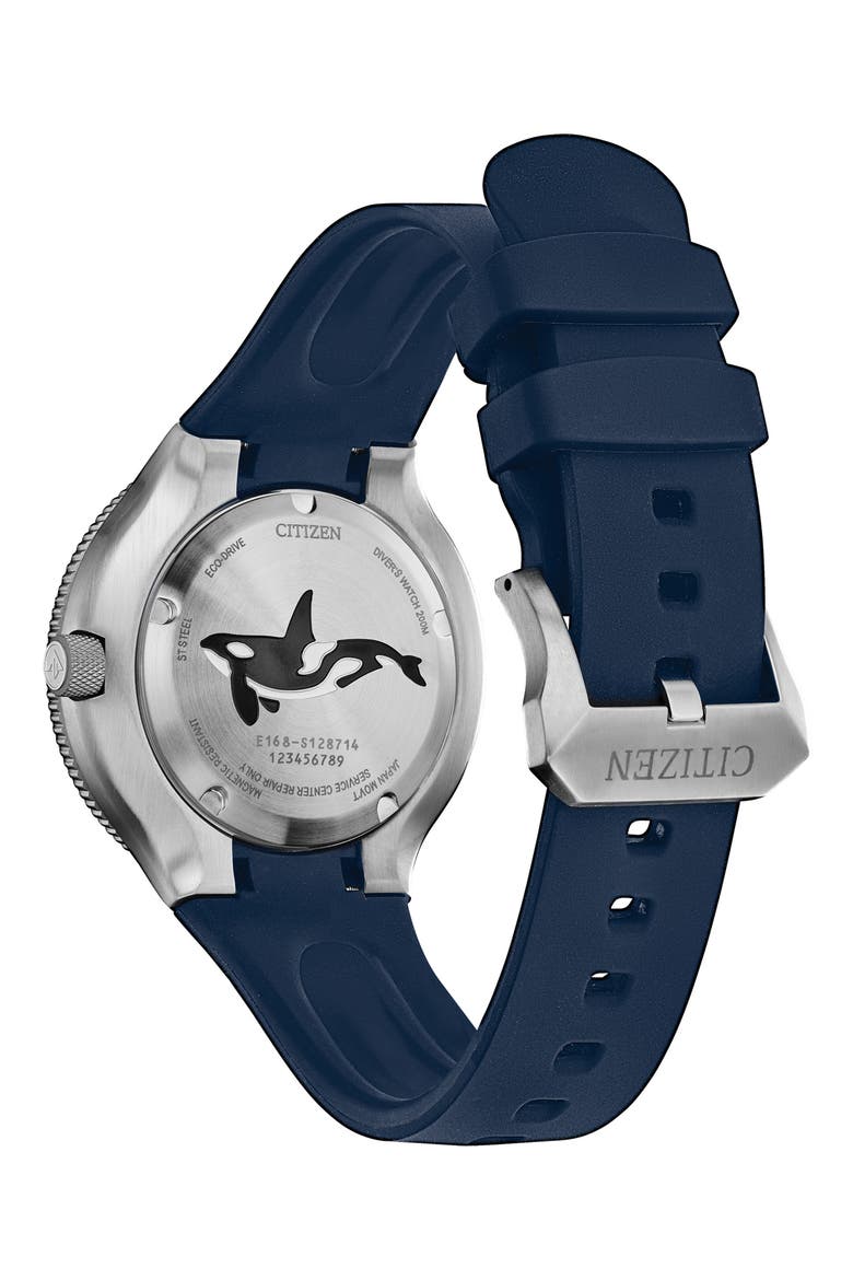 Promaster Dive Faux Leather Strap Watch, 46mm, Alternate, color, BLUE