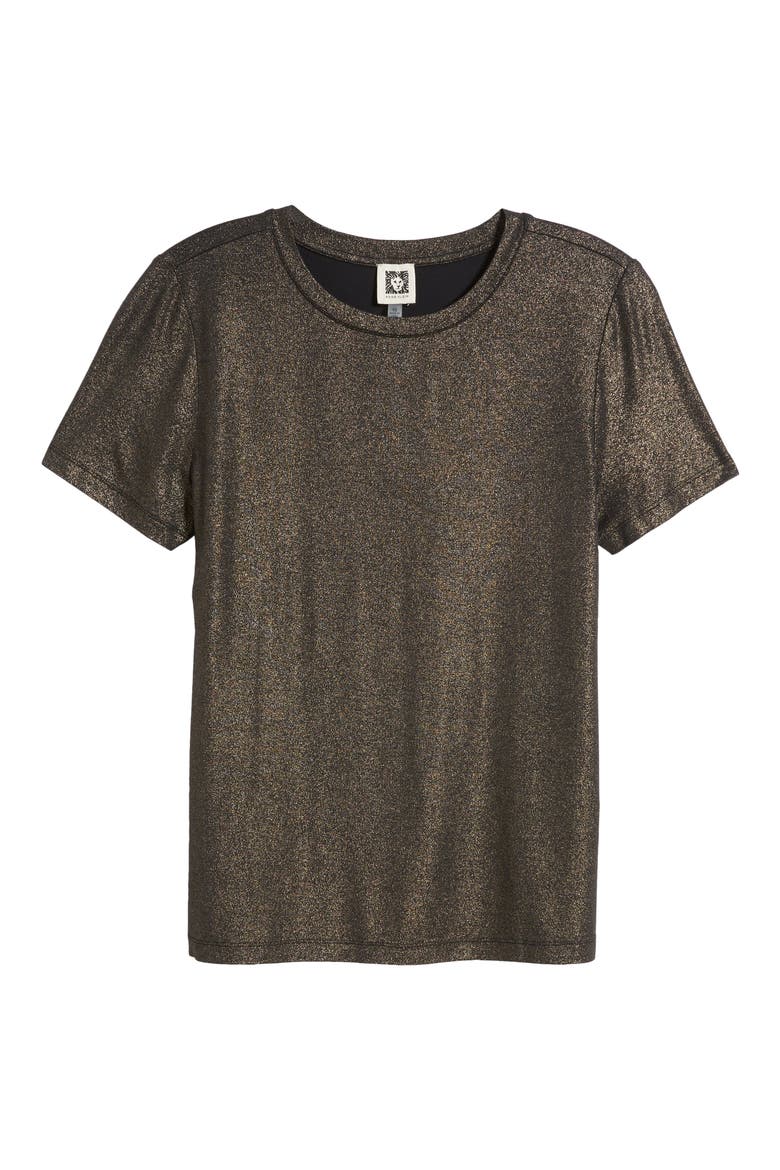Foil Print T-Shirt, Alternate, color, ANNE BLACK/ LIGHT GOLD
