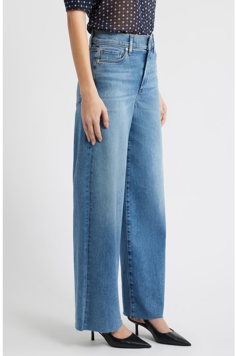 Le Slim Palazzo Raw Hem High Waist Wide Leg Jeans, Alternate, color, CLUE RAW AFTER