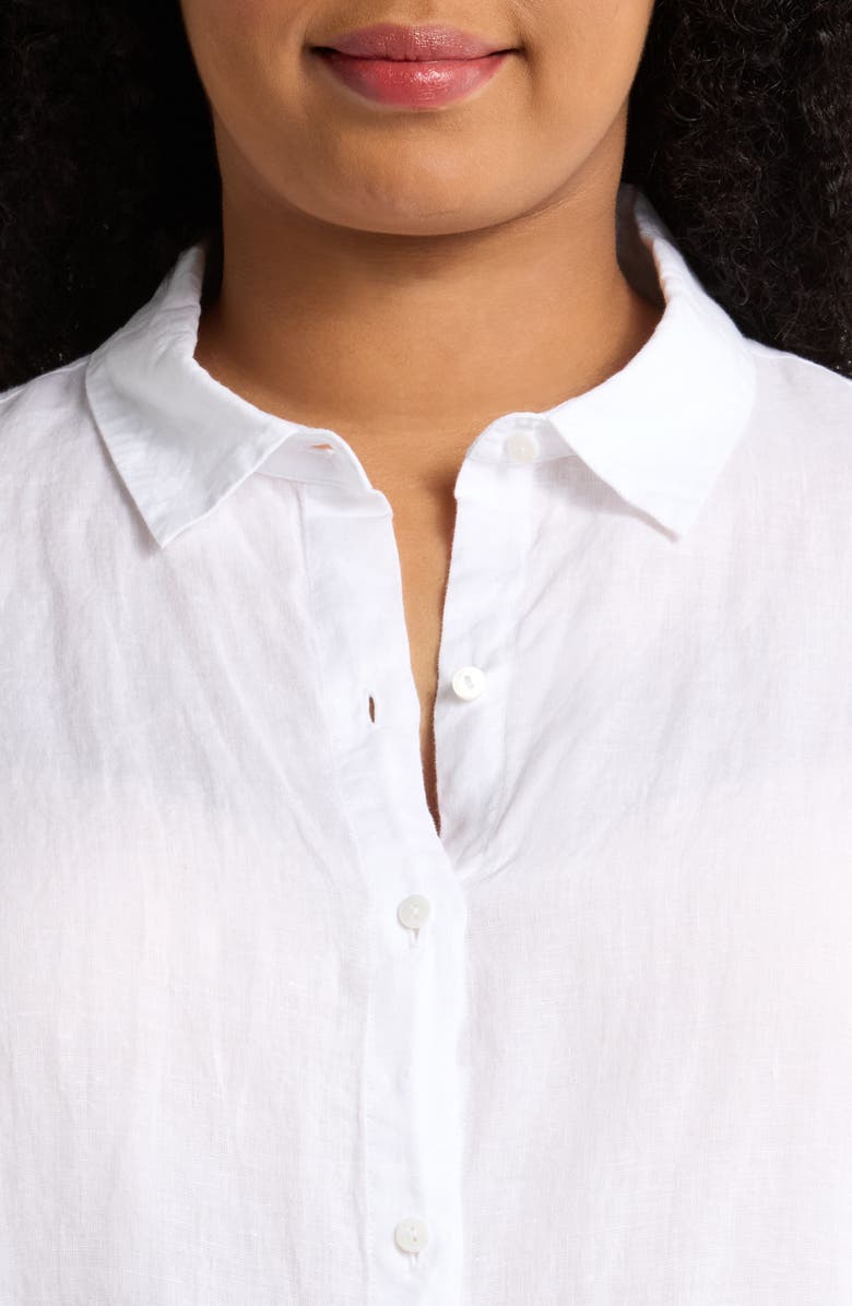 Eileen Fisher Classic Collar Organic Linen Button-Up Shirt, Alternate, color, 