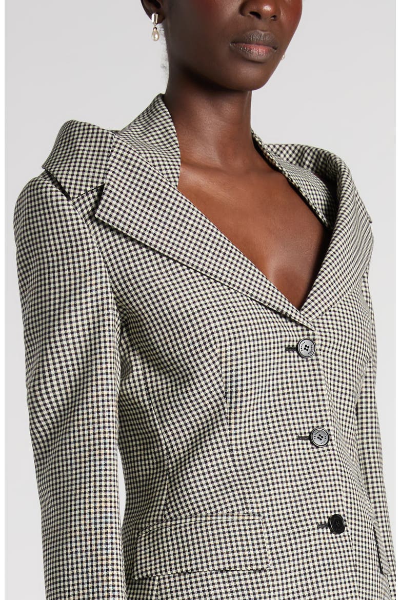 Houndstooth Off the Shoulder Wool Harness Jacket, Alternate, color, BLACK/IVORY