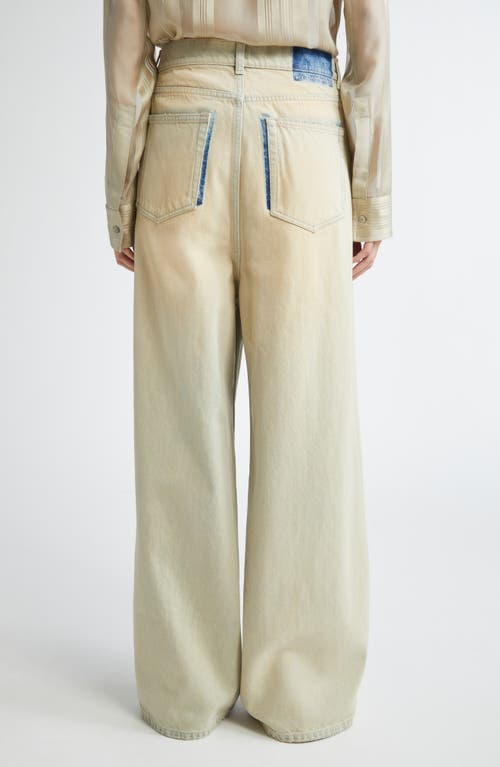 Shop Stella Mccartney Overdyed Distressed Wide Leg Jeans In Sand Denim Overdyed