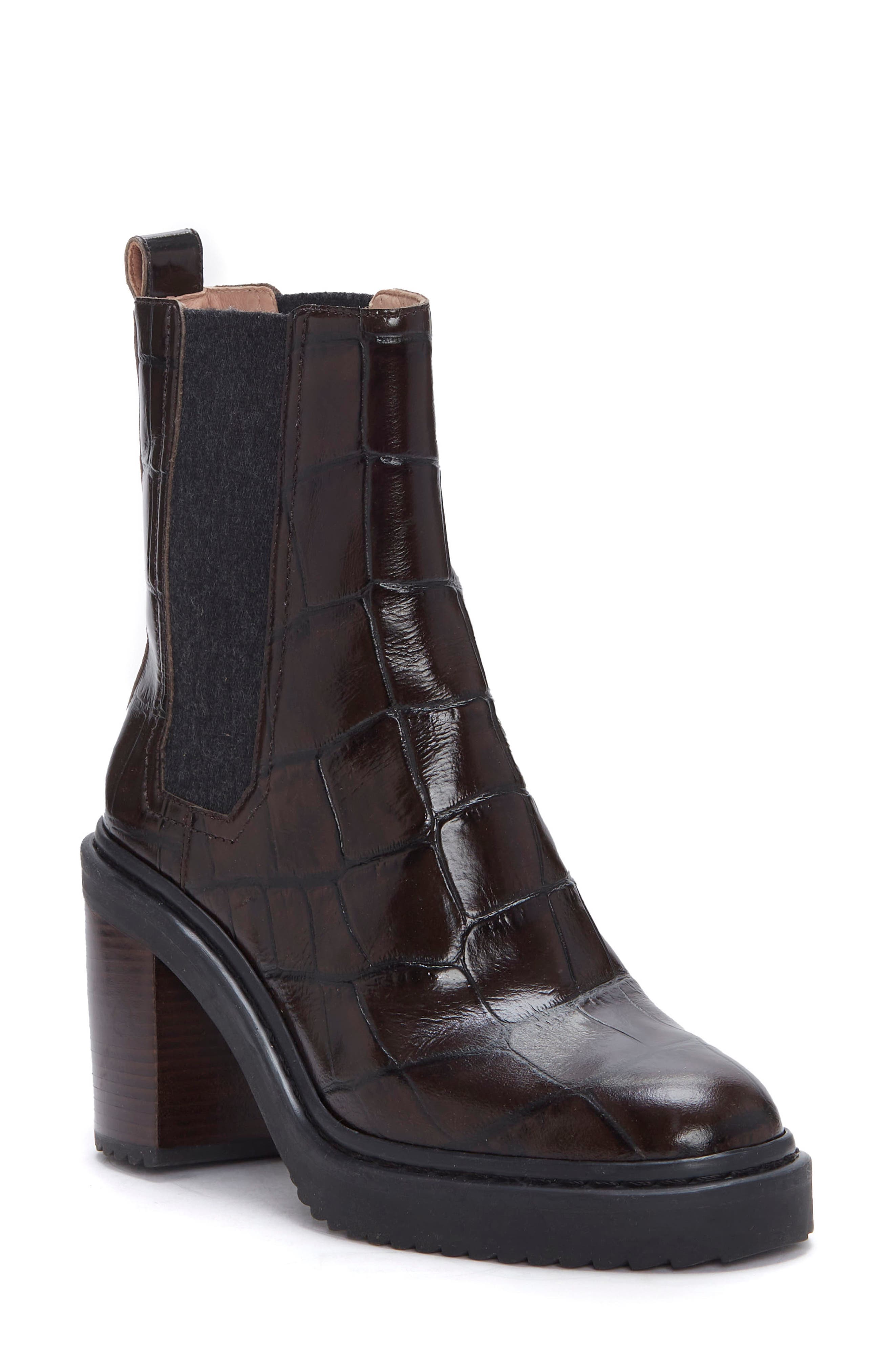 Varsan Platform Chelsea Boot, Main, color, DEEPER MAHOGANY / BLACK