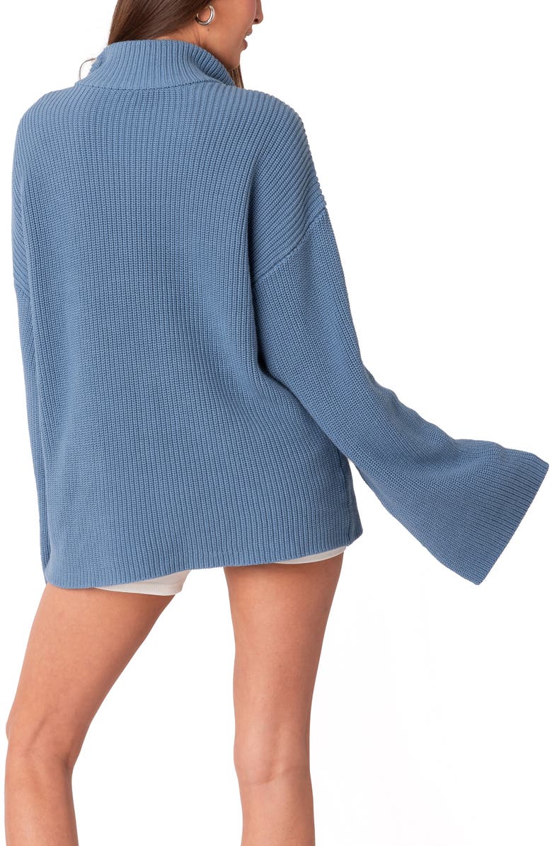 EDIKTED Amour Oversize Knit Quarter Zip Cotton Pullover, Alternate, color,