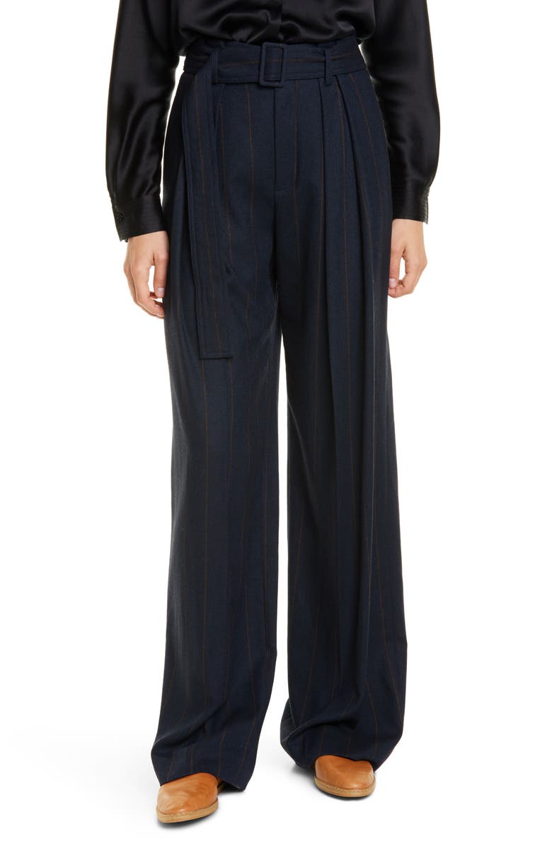 Vince Belted Pinstripe Pants, Main, color, 