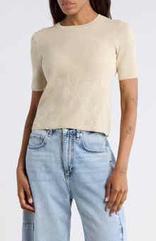 rag & bone Pam Short Sleeve Cotton Jacquard Sweater