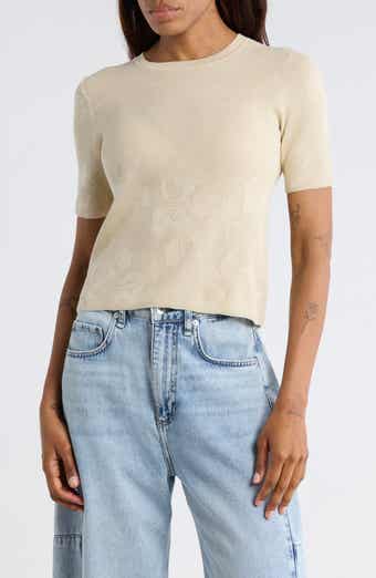Pam Short Sleeve Cotton Jacquard Sweater
