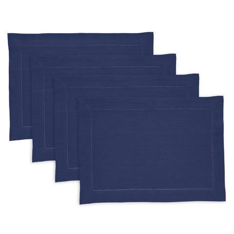Linen Placemats Set of 4, 14 x 19" - Medium Weight Hemstitch