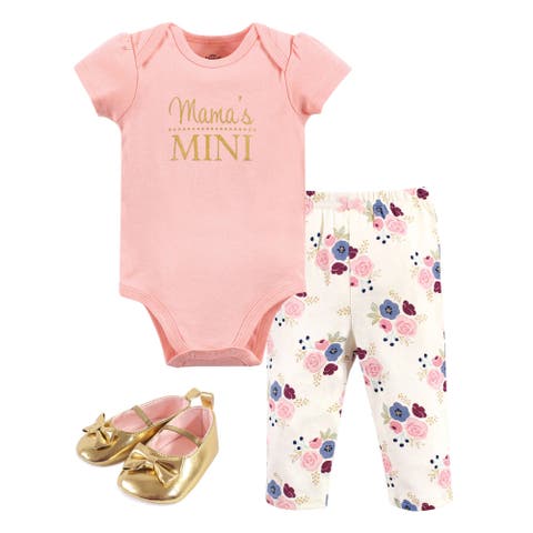 Little One's Cotton Outfit Set Bodysuit, Pants, and Matching Shoes