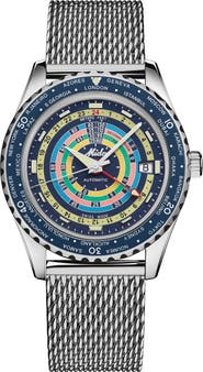 MIDO Ocean Star Decompression Worldtimer Bracelet Watch & Rubber Strap Gift Set, 40.5mm