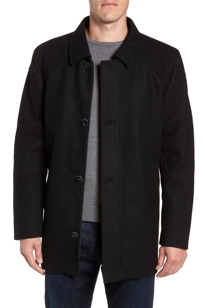 Melton Car Coat with Removable Bib, Alternate, color, BLACK